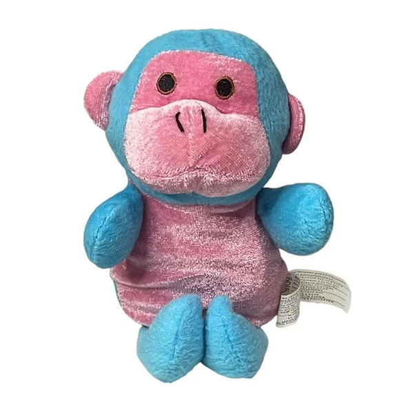 Rare Kellytoy Plush Monkey Blue Pink Face Belly Pastel Stuffed Animal S005 2013 - Picture 1 of 9